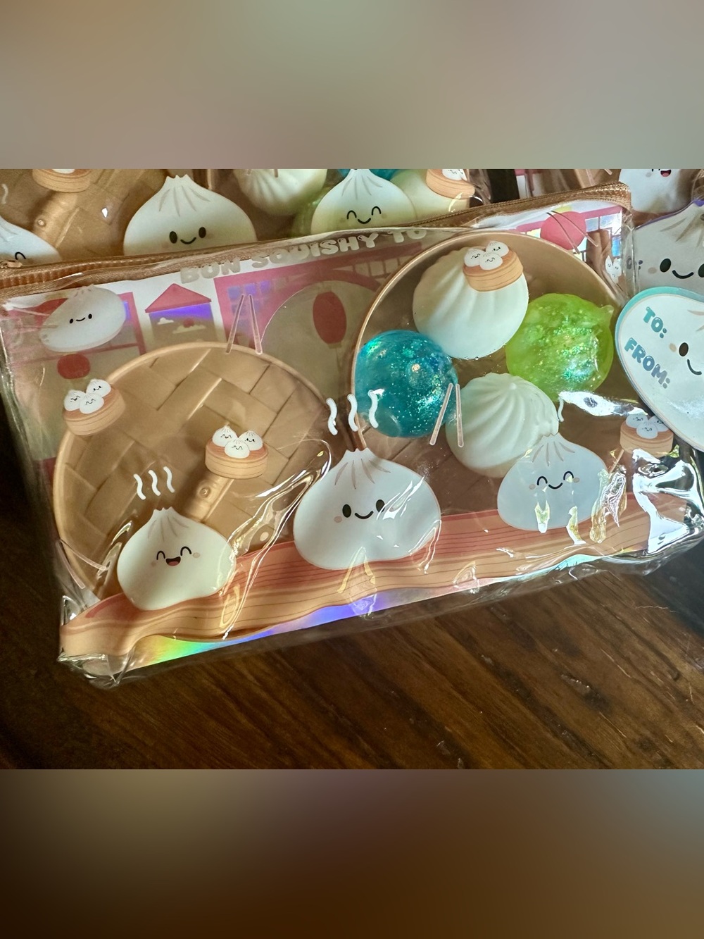 Squishy Dumpling Set - Cute White & Blue! Includes 4 Squishy Dumpling